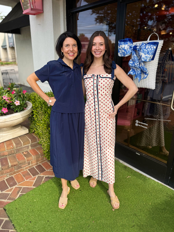 Gloria Shirt and Midi Skirt Set in Navy