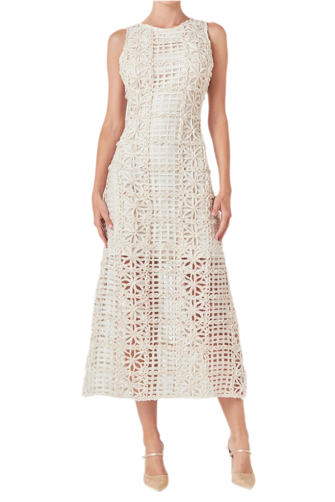 Ashley Textured Sleeveless Maxi Dress in Ivory