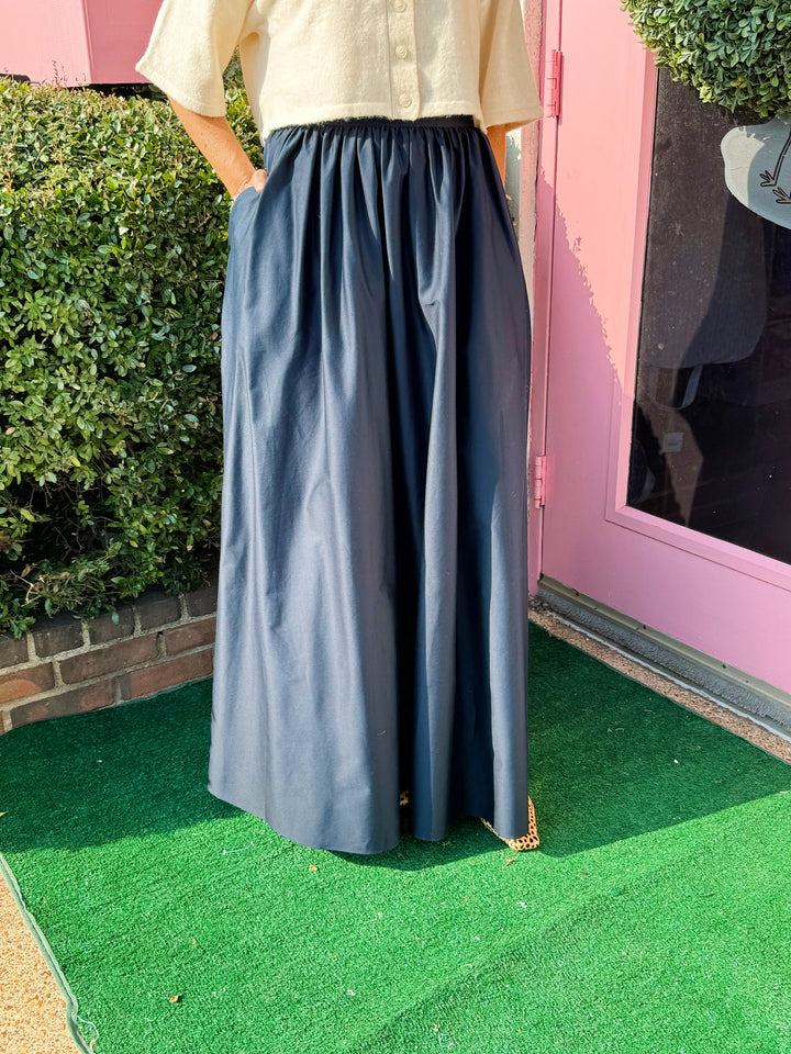 Cotton Sateen Maxi Skirt
