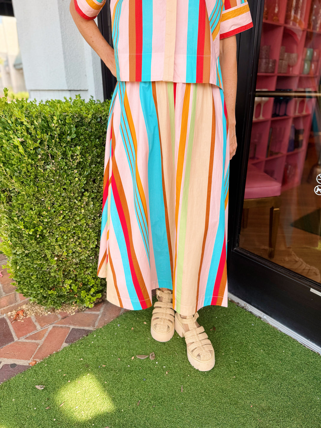 Pavilion Midi Skirt in Amberline Stripes