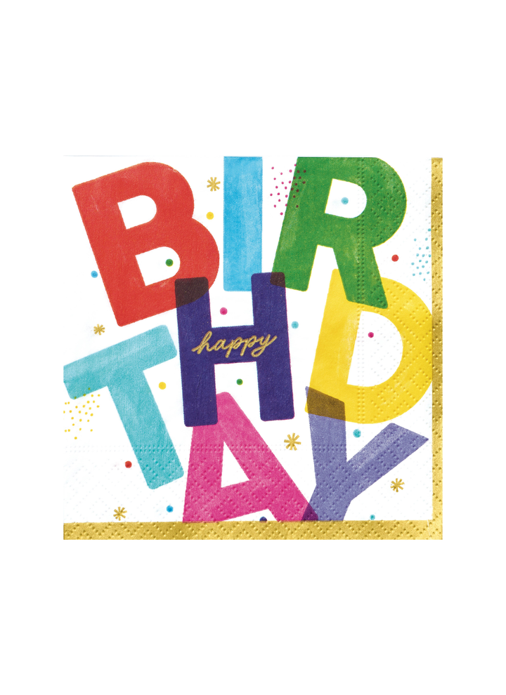 Happy Birthday Block Letter Tableware - Pickering Boxwood
