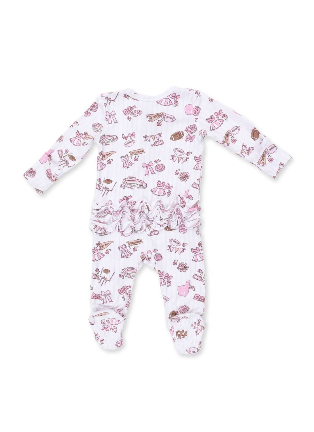 Football Cheer Nursery 2 Way Ruffle Back Zipper Footie