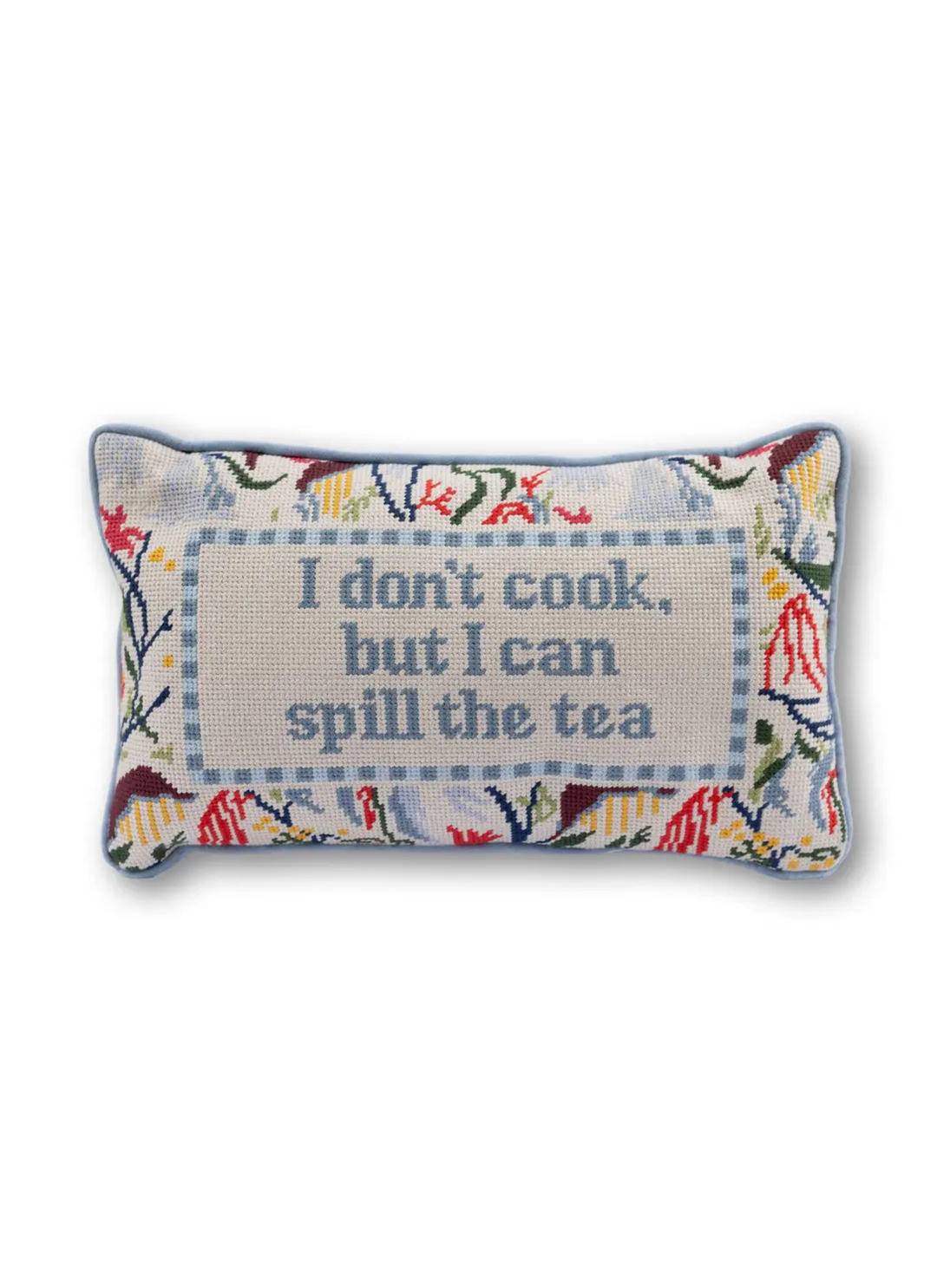 Spill The Tea Needlepoint Pillow - Pickering Boxwood