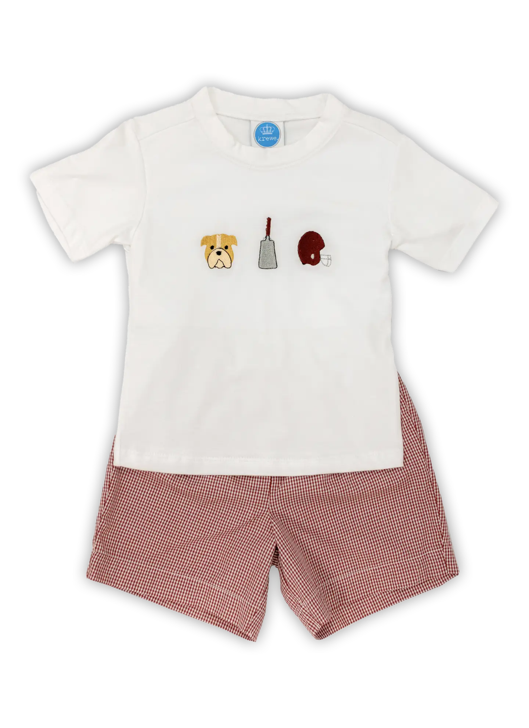 Mississippi State Maroon Gingham Embroidered Short Set