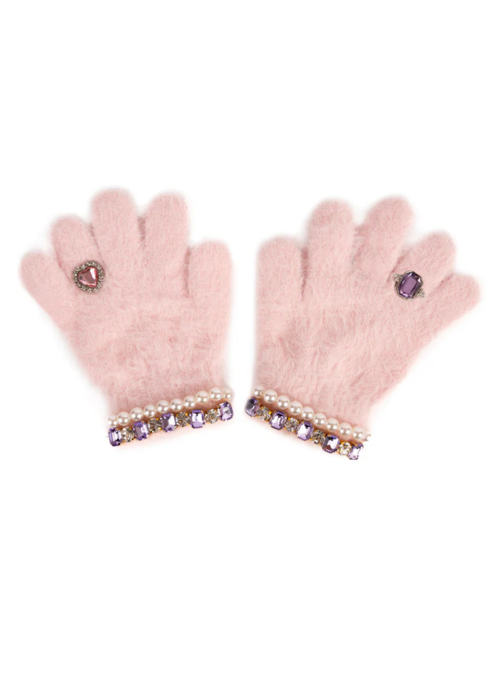 pink furry gloves