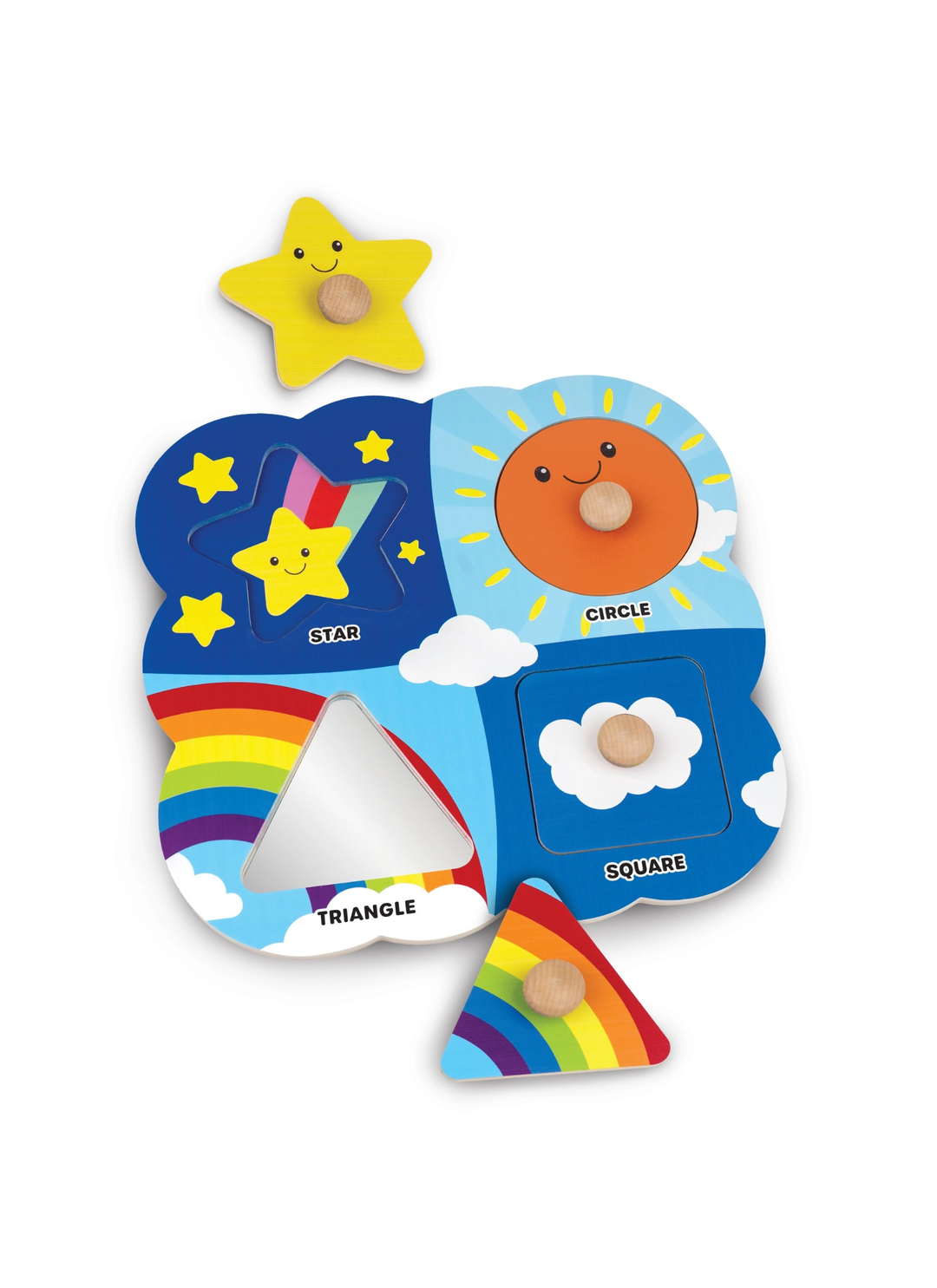 Wooden Shapes Easy-Grasp Peg Puzzle