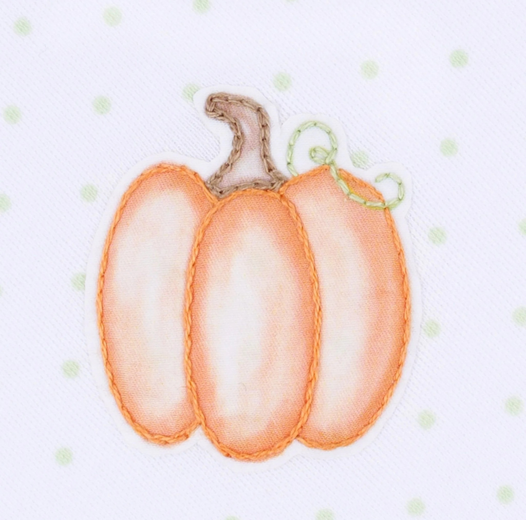 Baby Pumpkin Hand-Embroidered Ruffle Short Sleeve Bubble