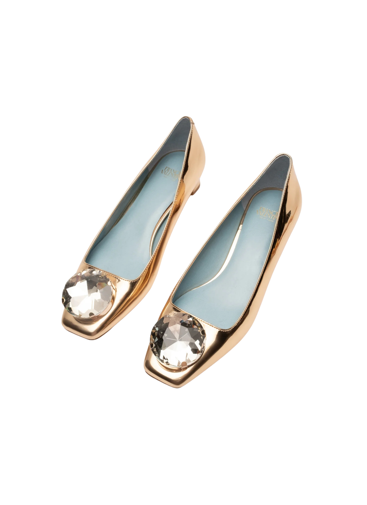 Mary Mod Heel in Gold by Frances Valentine