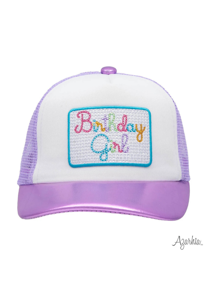 Metallic Birthday Girl Rhinestone Trucker Hat