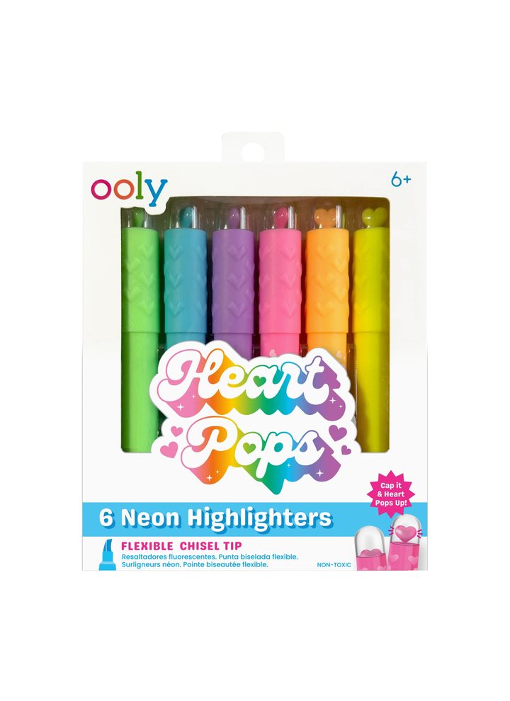 Heart Pops Neon Highlighters - Set of 6
