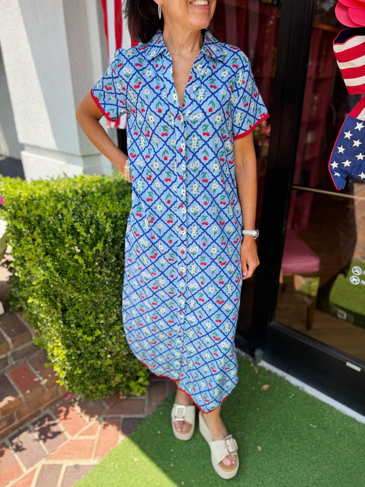 Josie Dress in Lt. Blue Cherry by Alden Adair