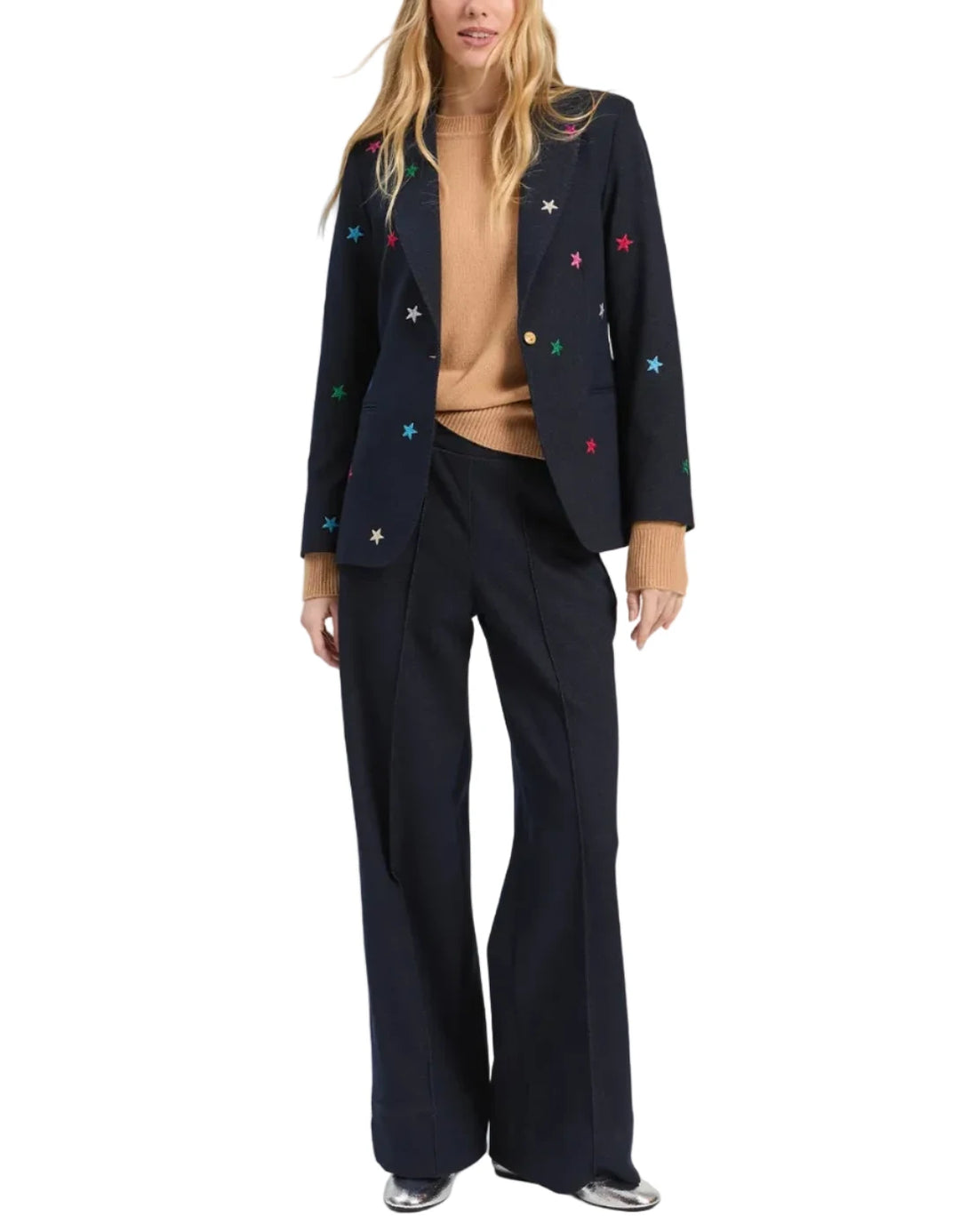 Navy Star Embroidered Blazer by Vilagallo
