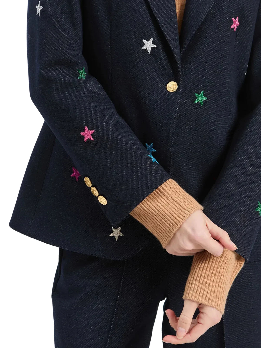 Navy Star Embroidered Blazer by Vilagallo