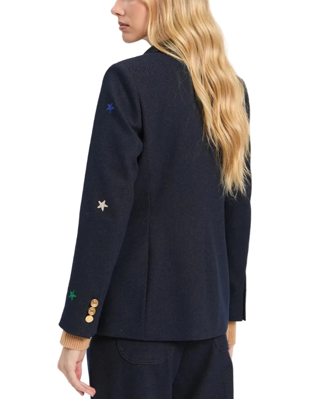 Navy Star Embroidered Blazer by Vilagallo
