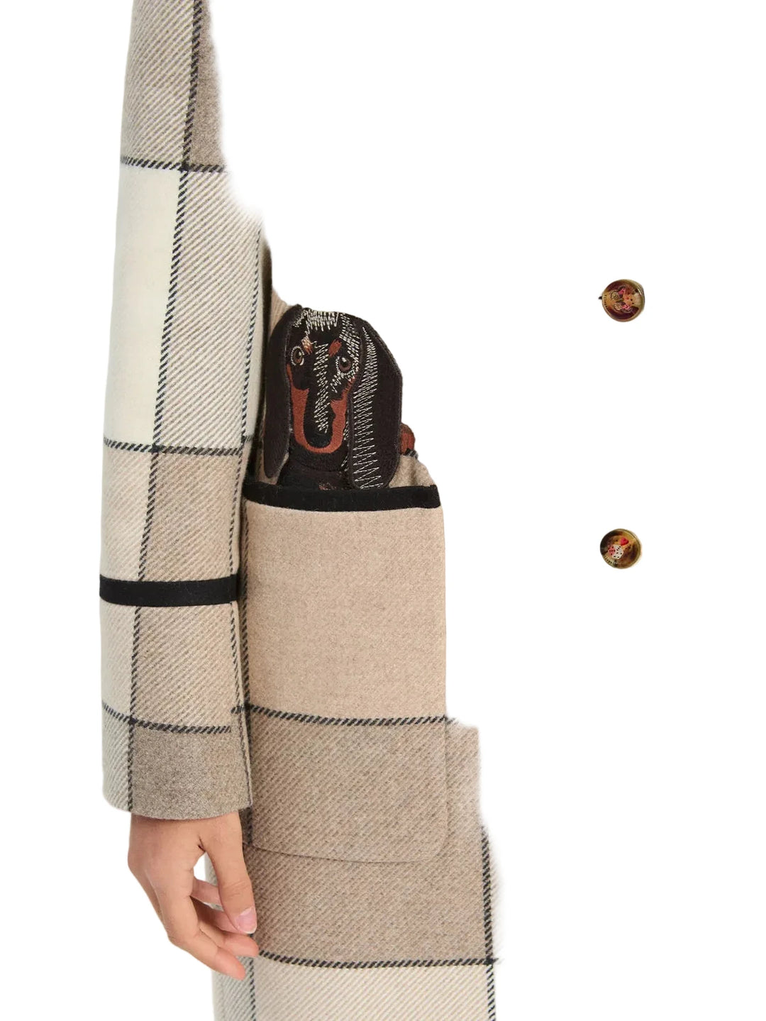 Ecru Plaid Coat by Vilagallo
