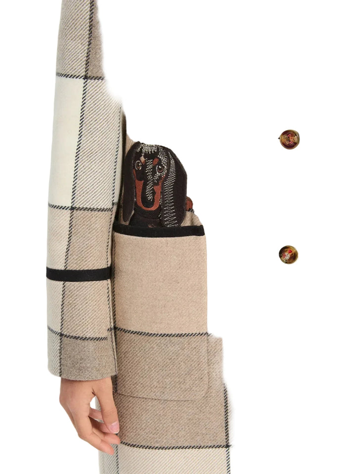 Ecru Plaid Coat by Vilagallo