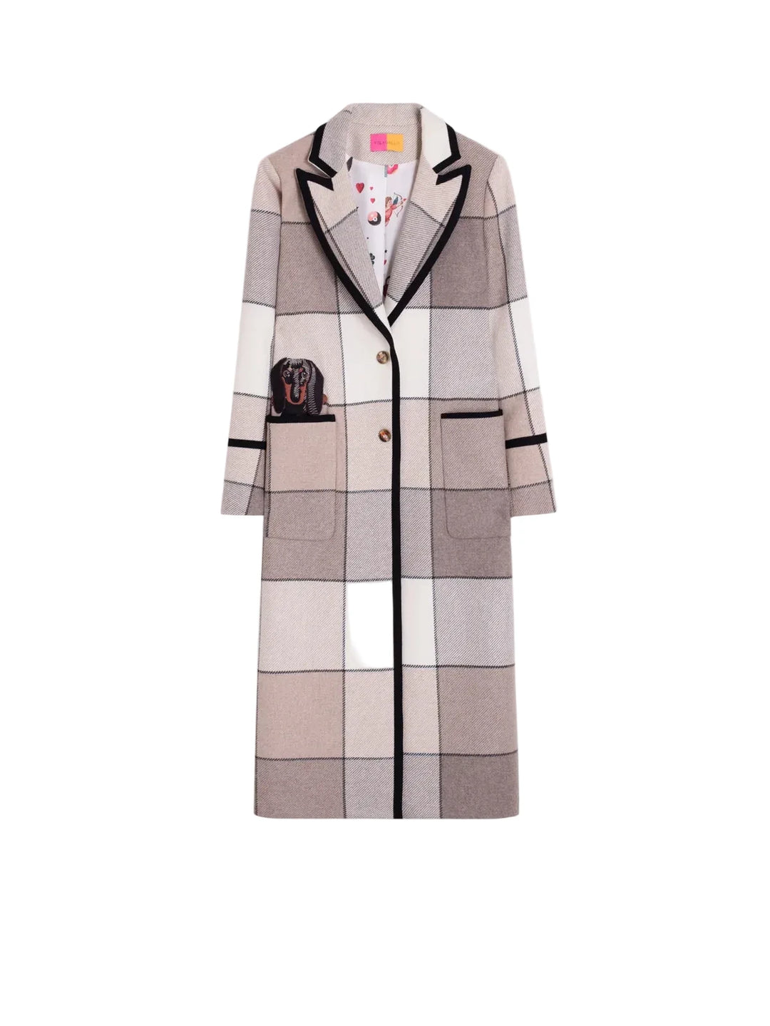 Ecru Plaid Coat by Vilagallo