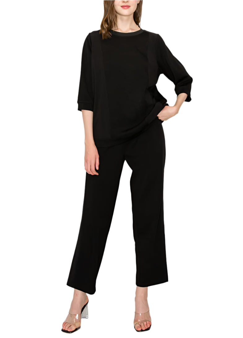 he Jary Pant. Comfortable loungewear made with high quality stretch pointe knit and woven cotton mix . Straight leg. Ankle pant. Easy relax fit. Stylist and comfort.
