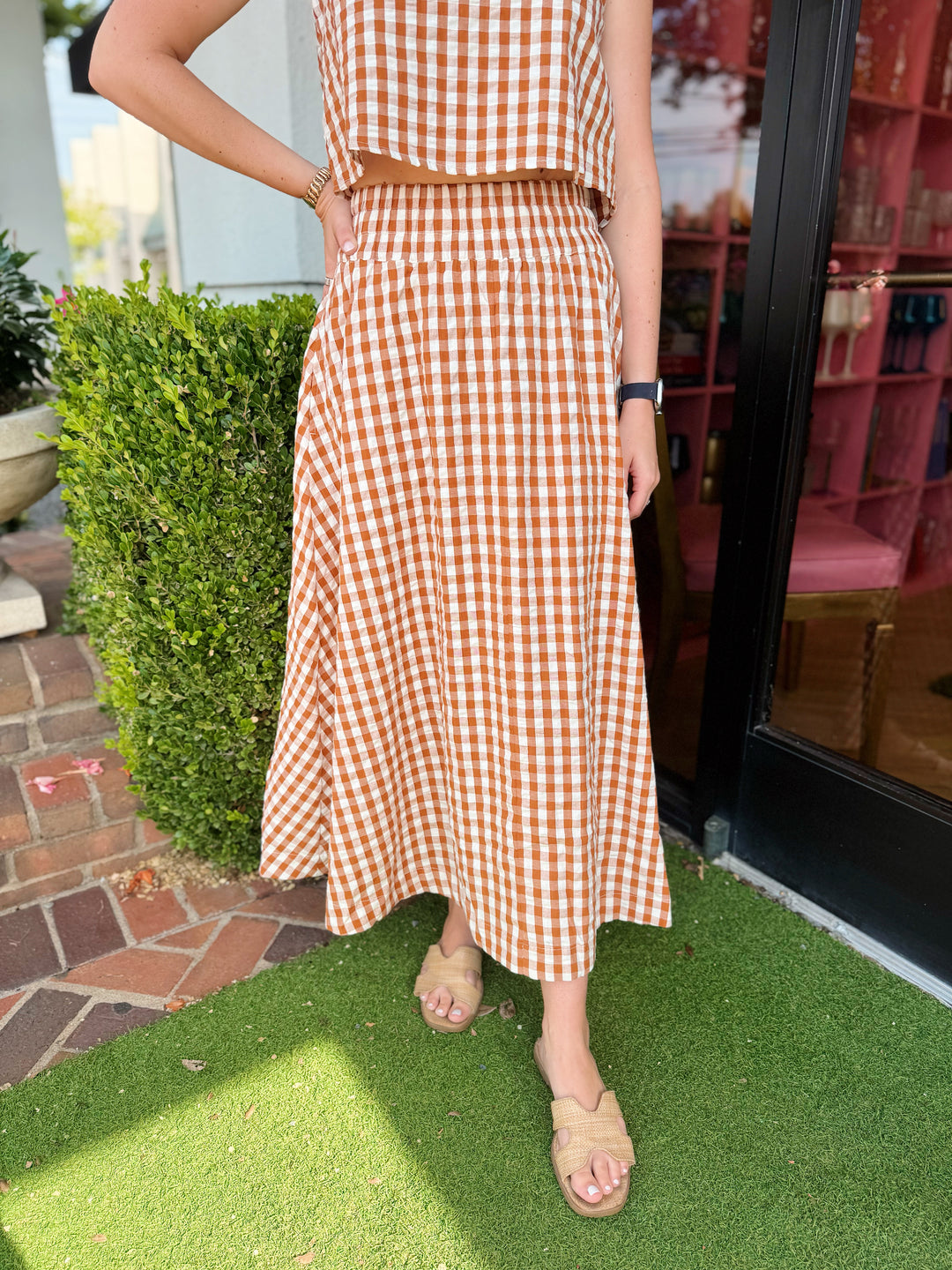 Pavilion Midi Skirt in Plaid Check