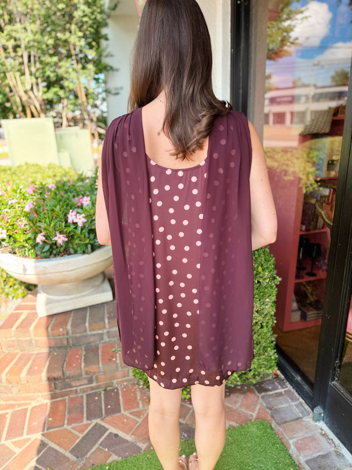Darla Burgundy Polka Dot Mini Dress
