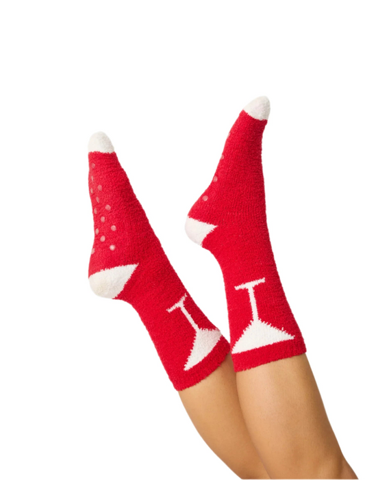 Martini Fun Socks in Red