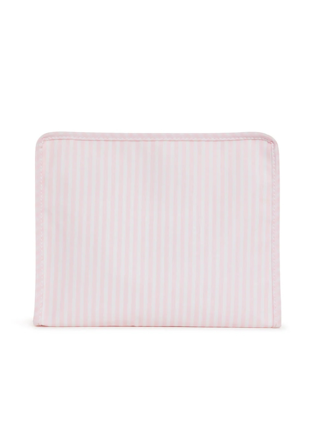 Pink striped pouch on a white background