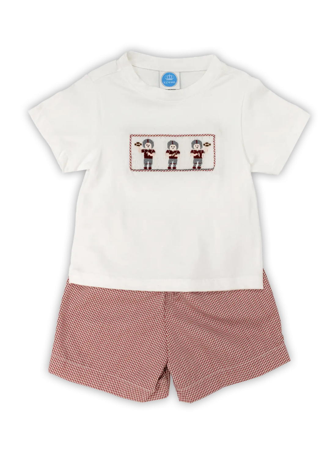 Maroon Smocked Football Players Short Set