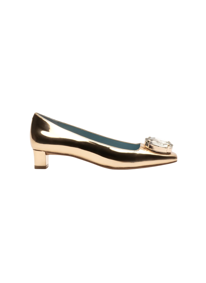 Mary Mod Heel in Gold by Frances Valentine