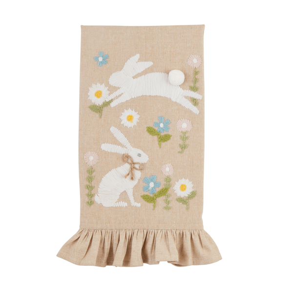 Embroidered Bunny Easter Tea Towels - Pickering Boxwood