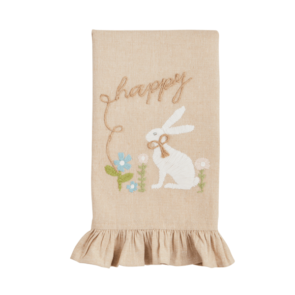 Embroidered Bunny Easter Tea Towels - Pickering Boxwood