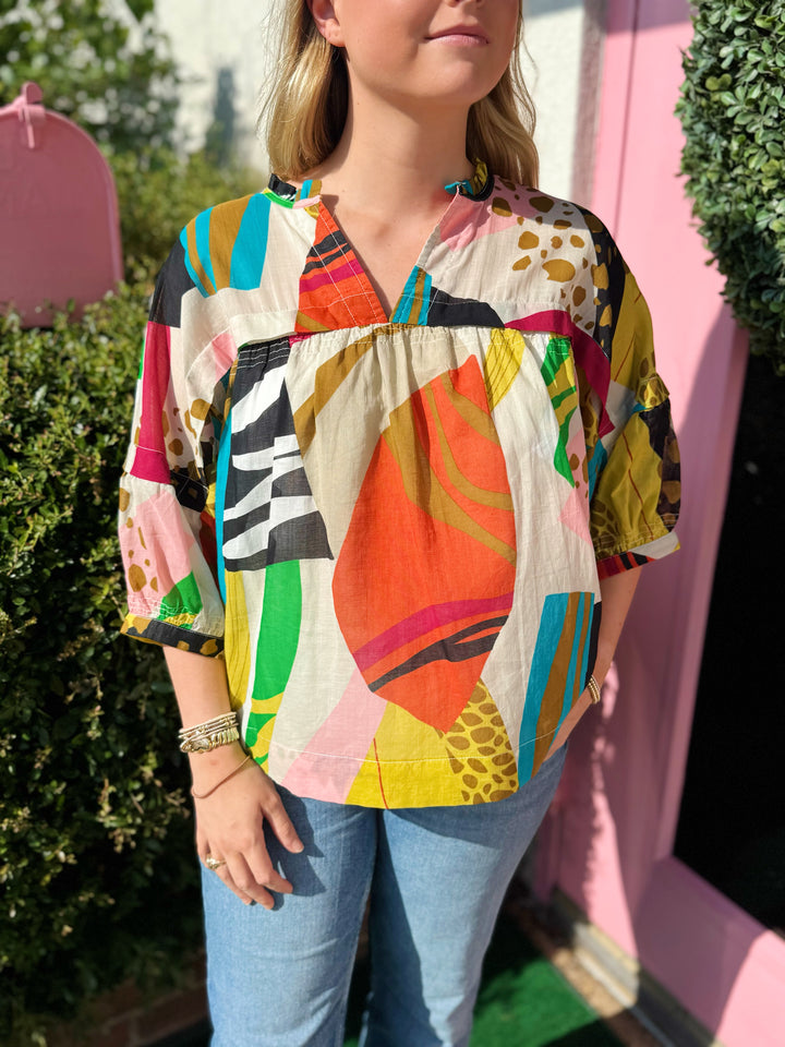 Abigal Abstract Print Top