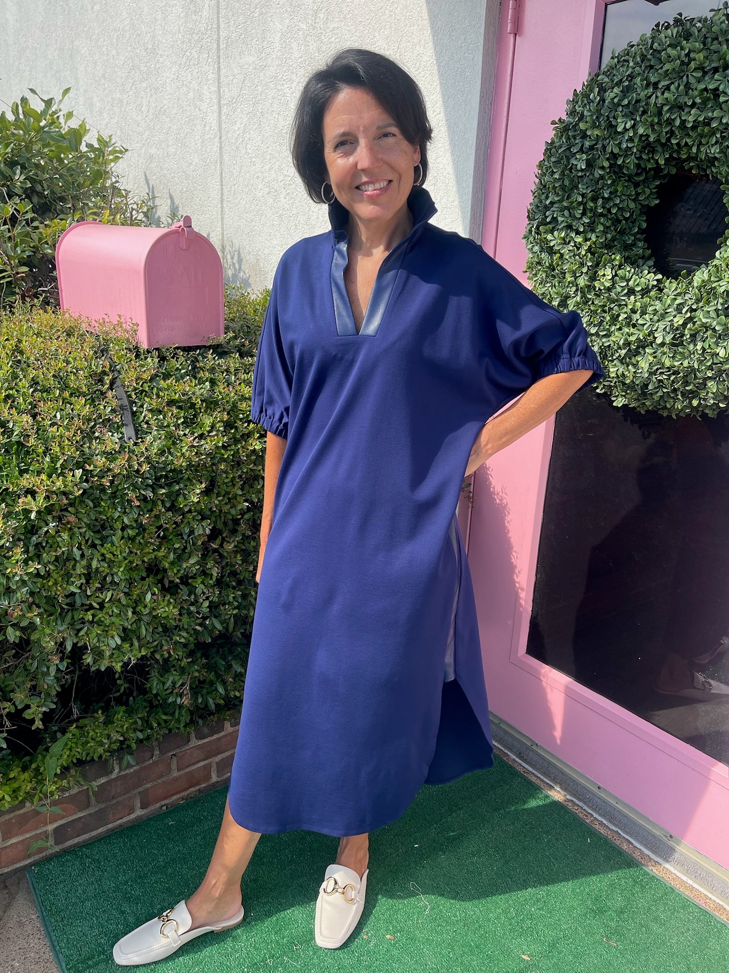 Poppy Caftan in Navy Ponte by Emily McCarthy