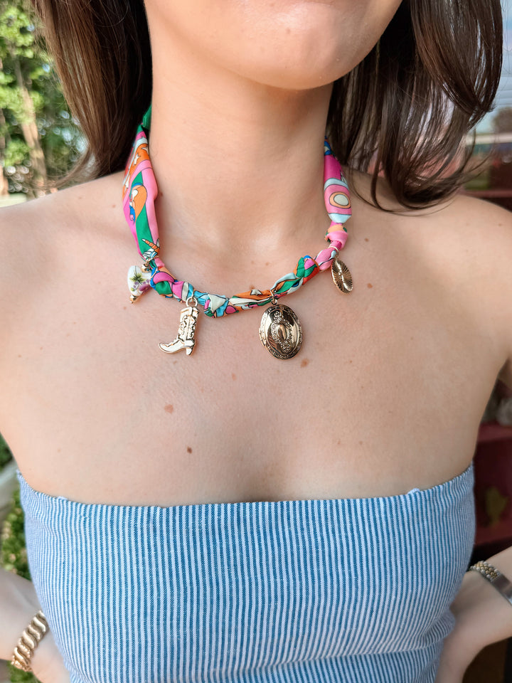 Multiple Charm Scarf Necklace