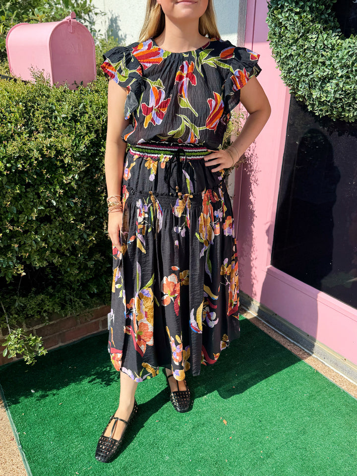 Penelope Floral Flutter Sleeve Top