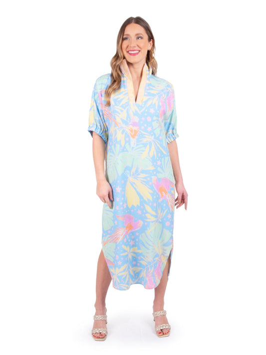 Poppy Caftan in Parrot Party by Emily McCarthy