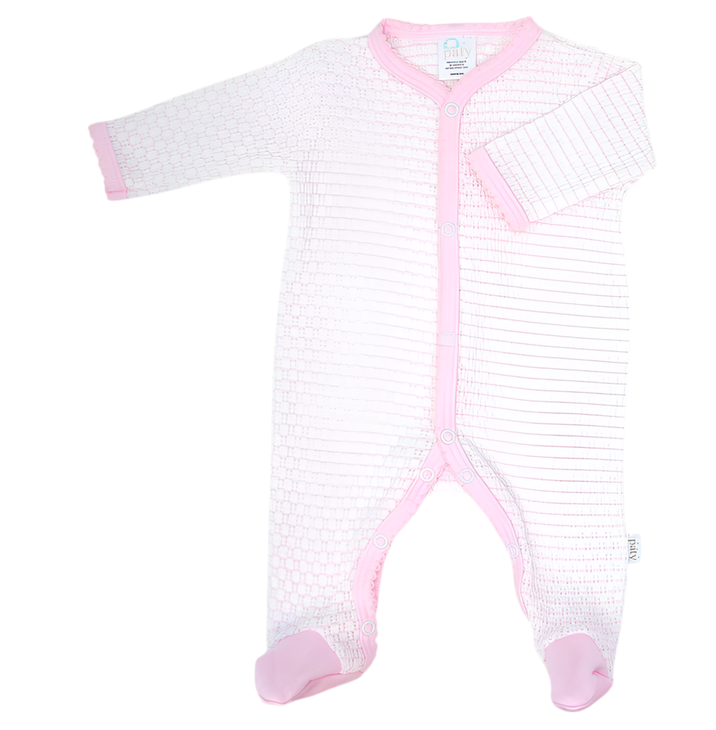 Solid, Pinstripe Long Sleeve Footie with Pima Trim by Paty - Pickering Boxwood