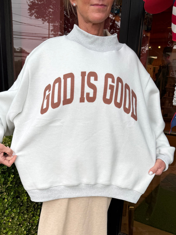 Jesus/God is Good Reversible Mock Neck Sweatshirt