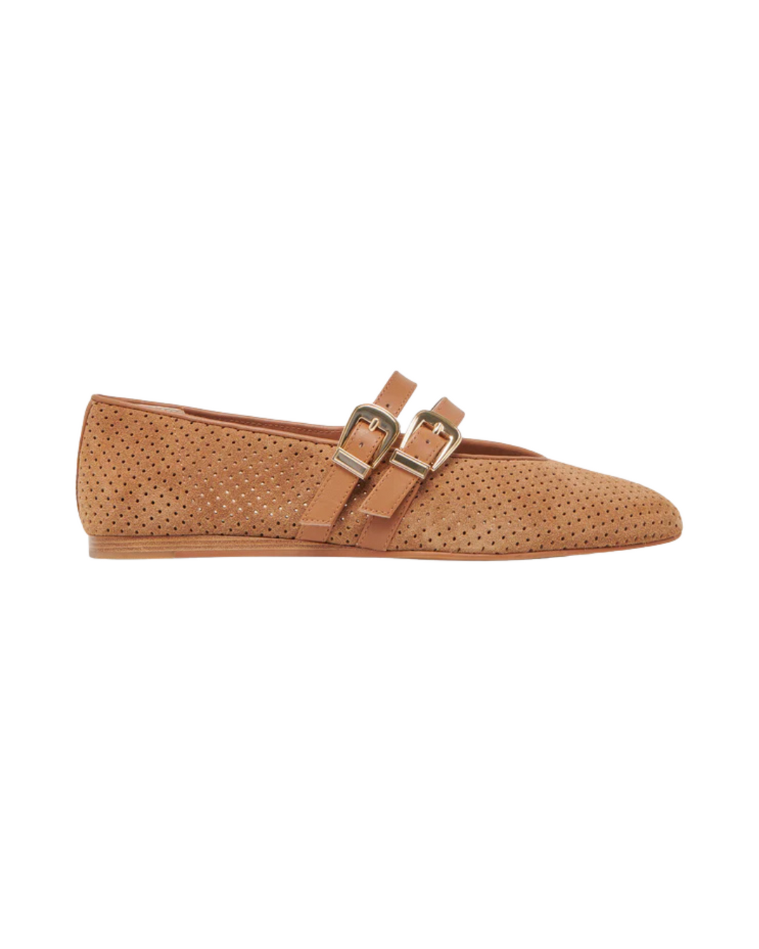Baylee Pecan Perforated Suede Ballet Flats