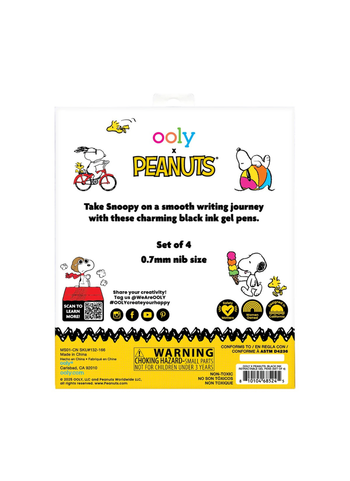 OOLY x Peanuts Black Ink Retractable Gel Pens
