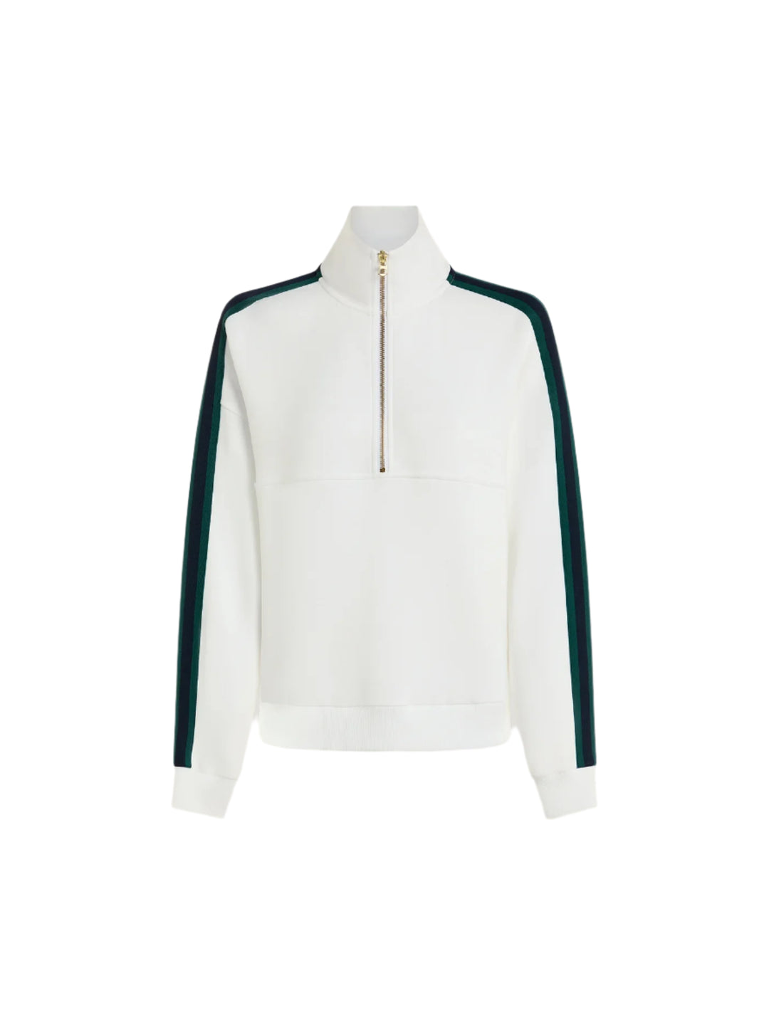 This relaxed fit sweatshirt features contrast stripe detailing on the arms and thumbholes for a subtle, active touch. Finished with dropped shoulders, it’s perfect for layering or wearing on its own.