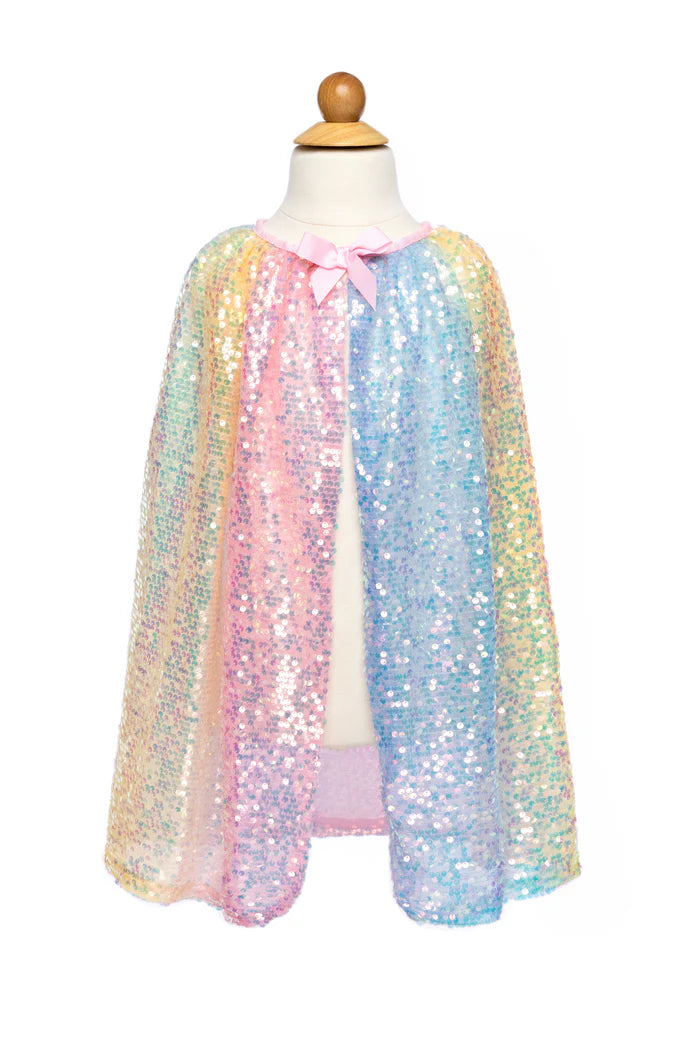 Elevate your style with our stunning Ombre Sequins Cape, a must-have accessory that is sure to turn heads. Crafted with hundreds of sequins, this cape showcases a mesmerizing ombre effect, transitioning seamlessly from one colour to another and creating an enchanting visual appeal. Don't forget to add the matching tutu and crown!