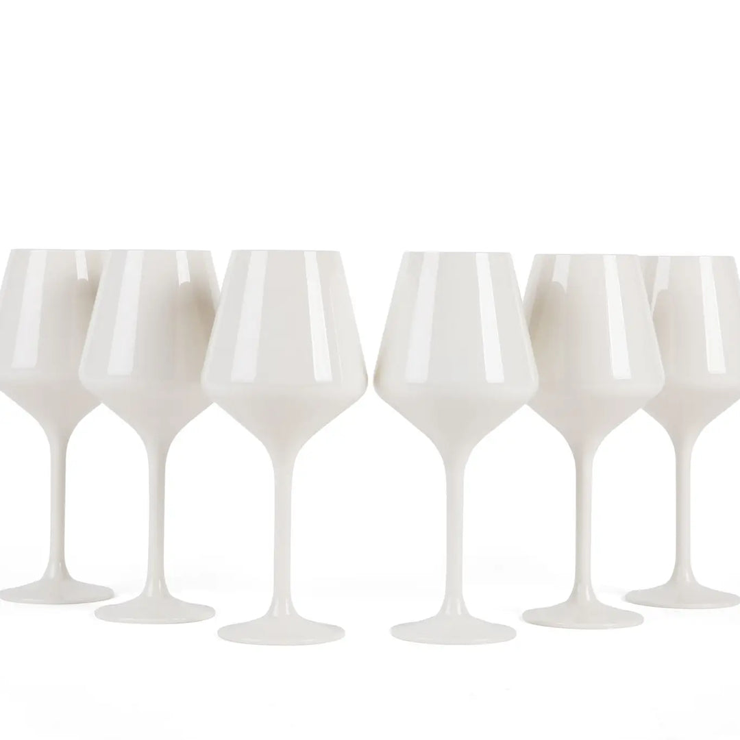 White Stemmed Acrylic Wine Glasses