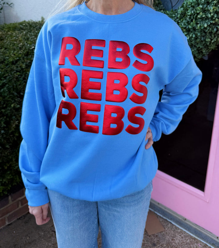 Collegiate Metallic Puff Letter Sweatshirt