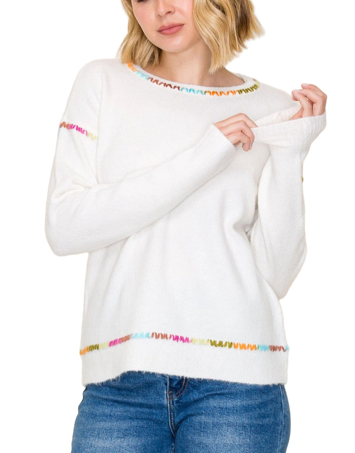 Multi Color Stitch Knit Sweater