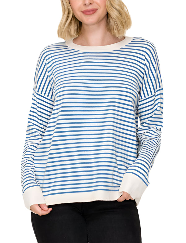 Brighten your daily wardrobe with the Everyday Striped Crew Neck Sweater!&nbsp;