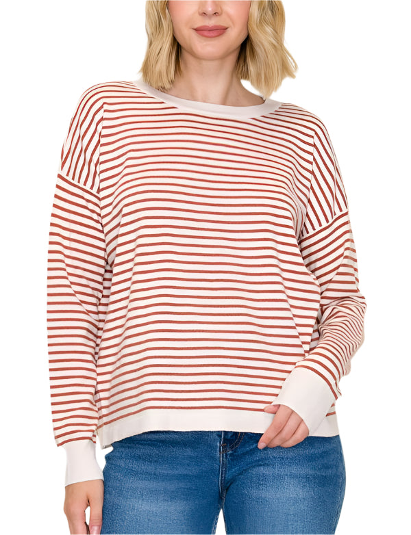 Brighten your daily wardrobe with the Everyday Striped Crew Neck Sweater!&nbsp;