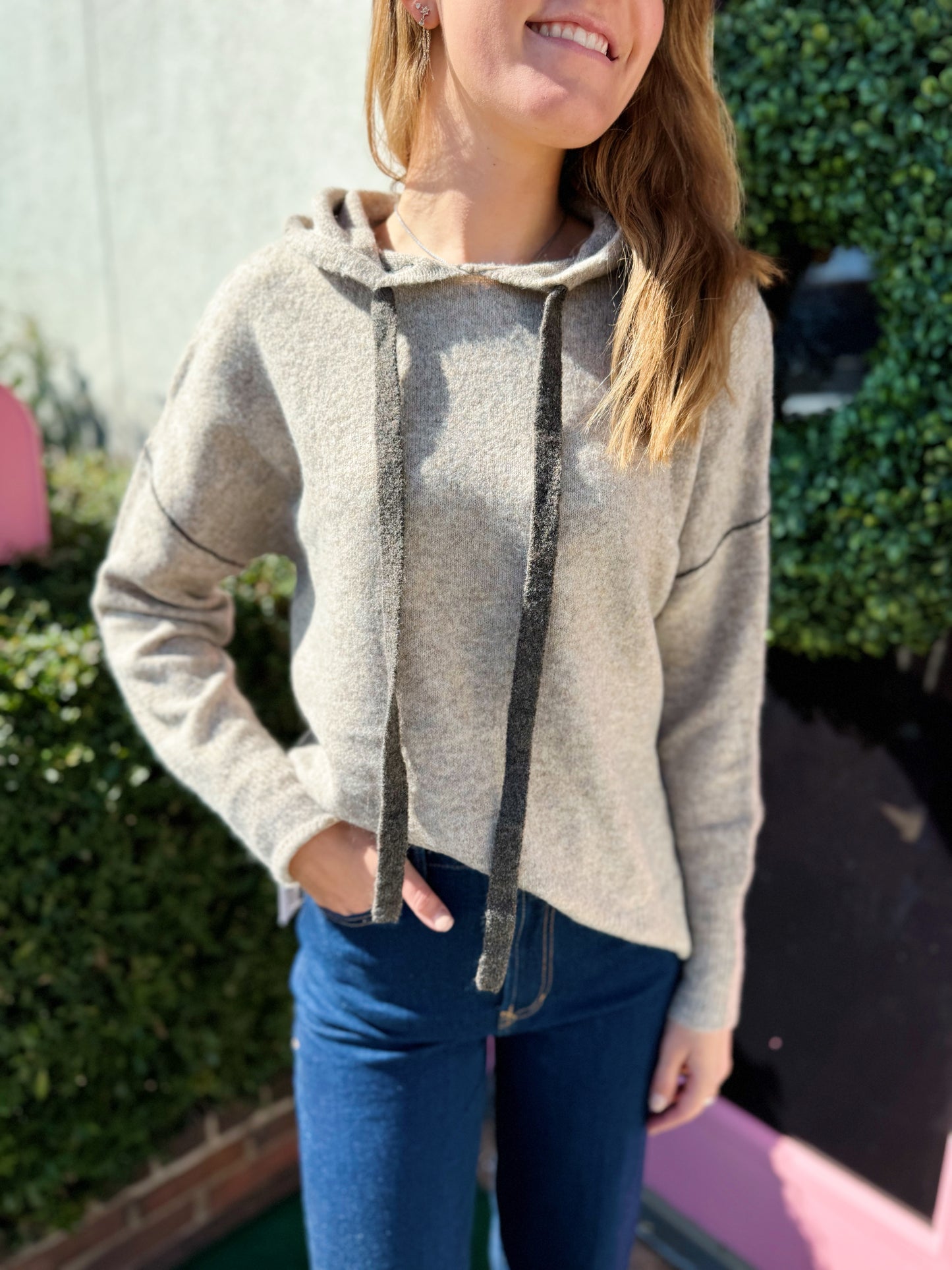 Contrast Hooded Sweater