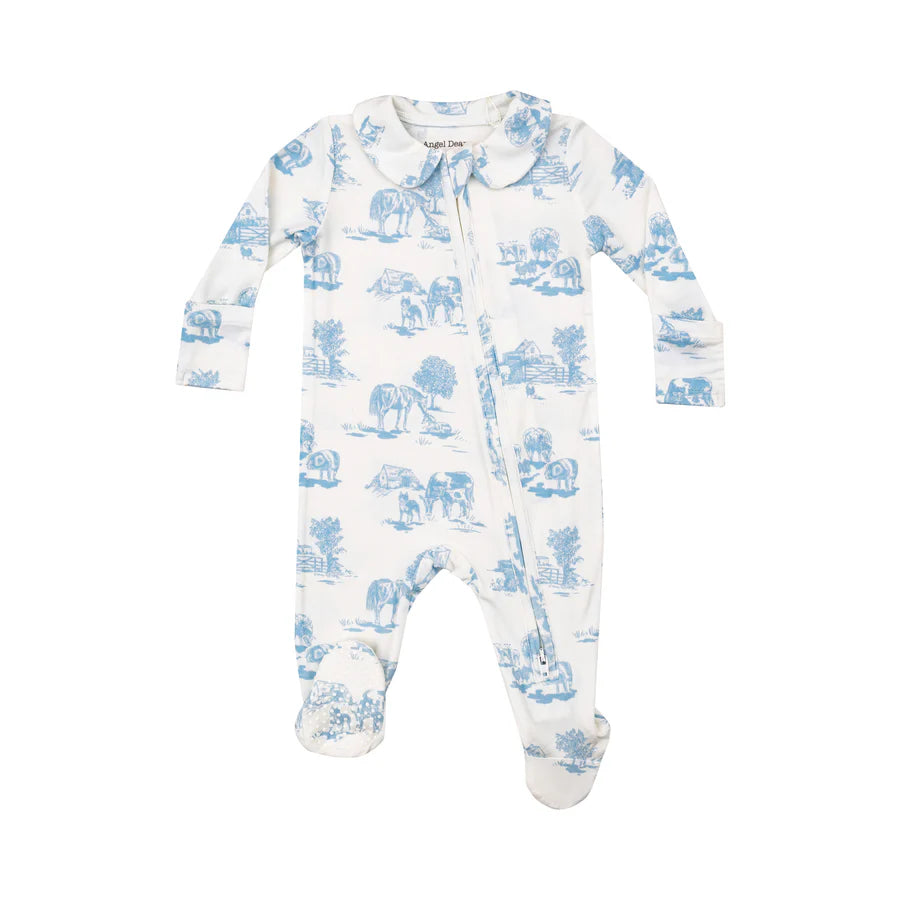 Farm Toile 2 Way Zipper Footie