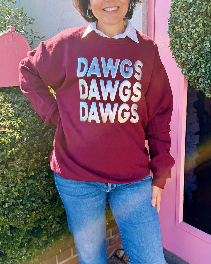 Collegiate Metallic Puff Letter Sweatshirt