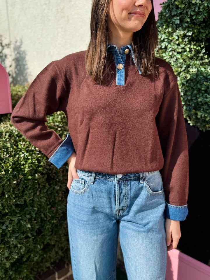 Triana Sweater with Denim Contrast